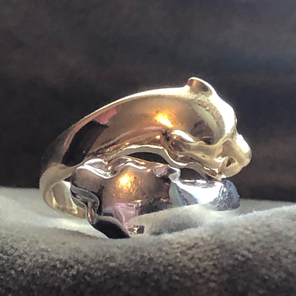 14k double panther ring